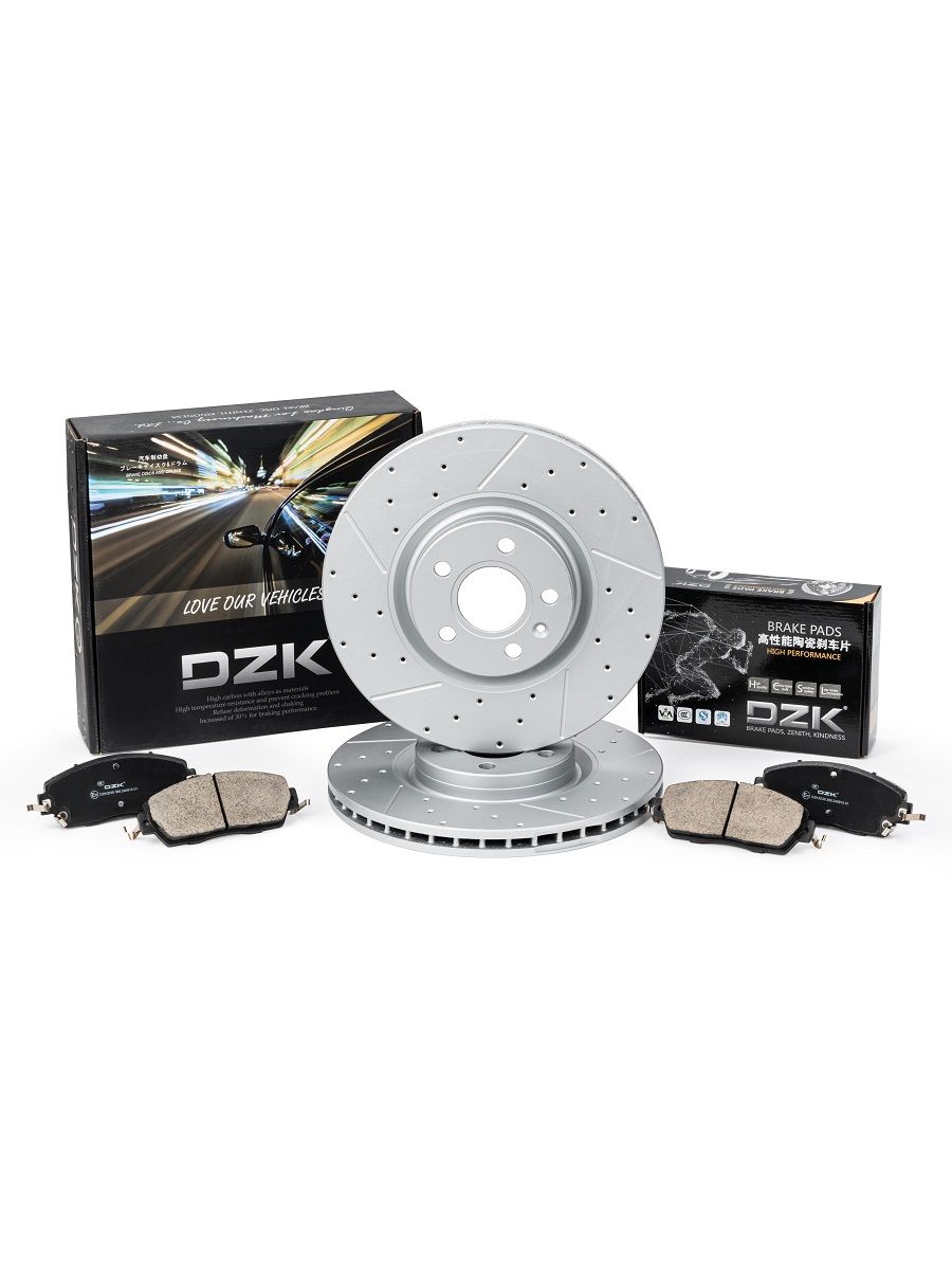 Chery Tiggo 8 PRO MAX 4WD. Комплект передних тормозных колодок и дисков DZK. 204002140AA/204000354AA/204006692AA - Миниатюра 1